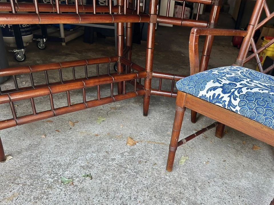 Bamboo Form Base Glass Top Dining Room Table - Image 2 of 4