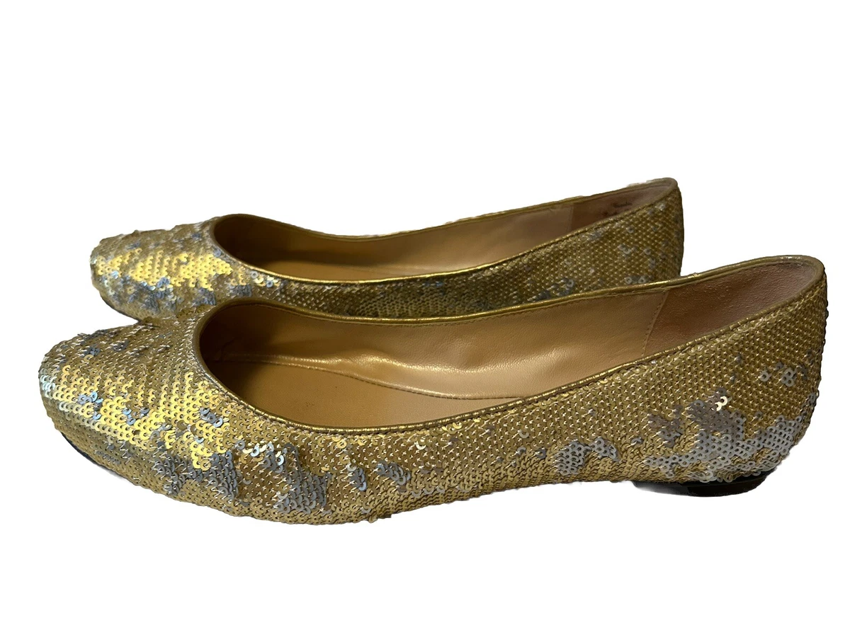 Ballerines Jean-Michel Cazabat - Taille 38.5, Cuir Et Tweed Noir/or, Occasion Parfait état