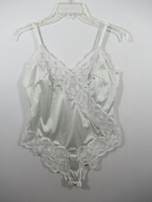 Vintage Wonder Maid Satin Teddy Romper Size 34 Gray Nylon Non Cling Bodysuit