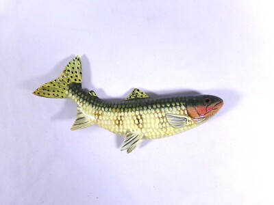 8'' RAINBOW TROUT RESIN SCULPTURE GREEN & RED NEW OLD STOCK