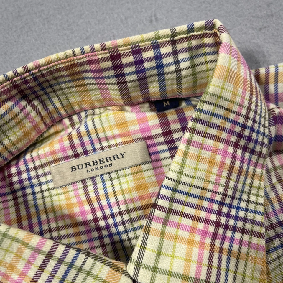 Camisa Burberry London Hombre Mediana Amarilla Cuadros Algodón Abotonada Manga Larga Foto 4 de 4