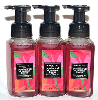 3 BATH BODY WORKS PASSIONFRUIT BANANA FLOWER GENTLE FOAMING HAND SOAP 8.75 WASH