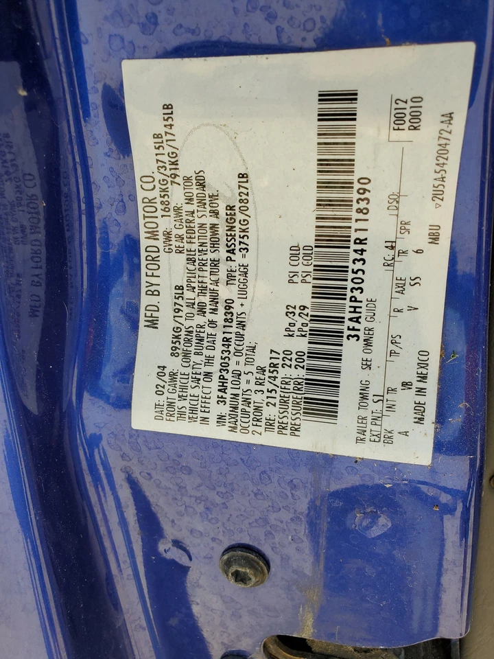 Conjunto de manija de puerta exterior trasera izquierda (S1 SVT azul) Ford Focus 2002-2007 Foto 3 de 3