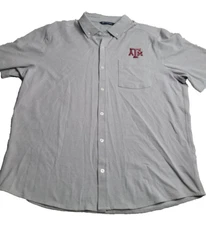 Cutter & Buck Texas A&M Aggies Button Down Shirt Men s XL Short Sleeve Gray