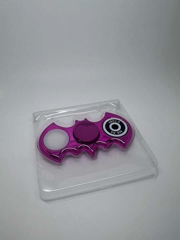 Nuevo Fidget Spinner Rosa Metálico Forma Batman con Luz Estrés Aliviar Ansiedad Foto 3 de 4