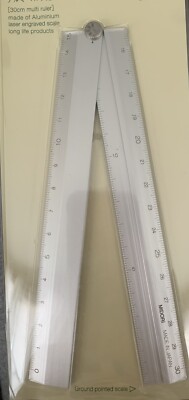MIDORI 30cm Folding Aluminum Multi Ruler Protractor 42253006. Free Shipping!