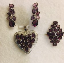 Luxury Purple Amethyst  CZ Sterling Silver 925 Jewelry Set Ring  8