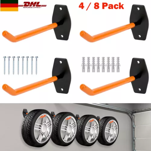 4/8 x Autoreifen Wandhalter Haltebügel Reifen Felgen Haken Baum Regal Halterung - Bild 1 von 20