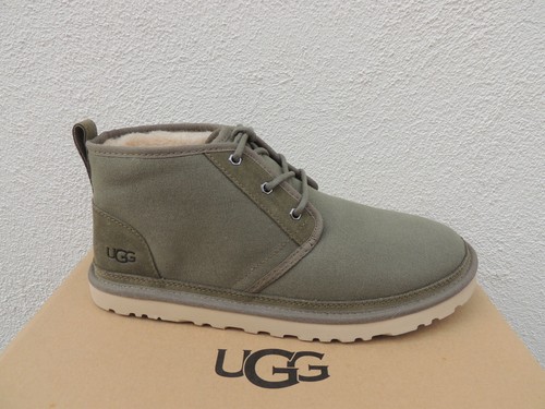 UGG MOSS GREEN NEUMEL CANVAS/ SHEEPWOOL ANKLE BOOTS, MEN US 13/ EUR 46 ~NIB - Picture 2 of 6