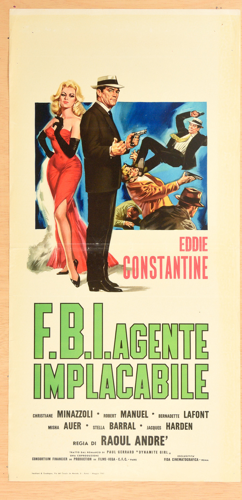 Locandina originale film F.B.I. agente implacabile (1963) - Regia di Raoul André