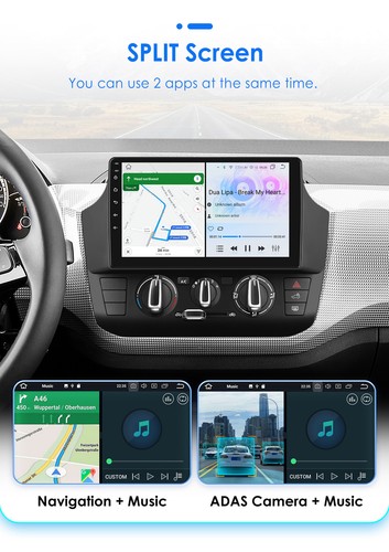 9"Android 14 Car Radio Carplay GPS Navigation Stereo DVR For VW UP! UP 2017-2023 - Picture 13 of 14