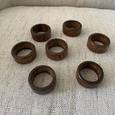 Vintage Wooden Farmhouse Rustic Napkin Rings Set Of