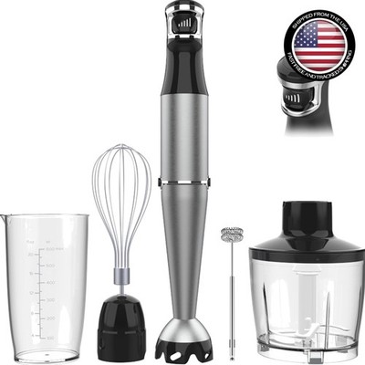 1100W Immersion Blender Set - 5-in-1 Corded Black Stick Blender with Attachments