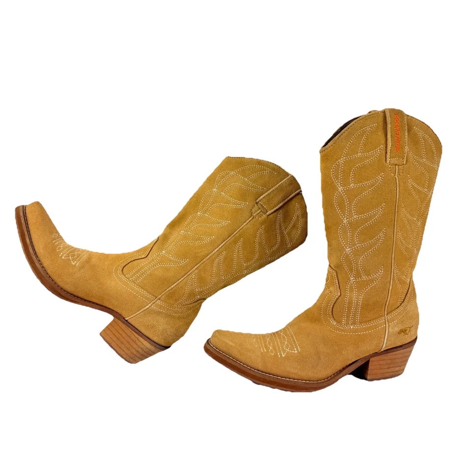 Botas Rocket Dog para Mujer 6 1/2 Cuero Vaquero Camel Tostado Punta Gamuza Western Foto 2 de 4