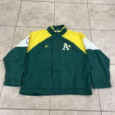 Vintage Oakland Athletics Jacket Mens XL Green Yellow MLB Baseball Apex One 90s