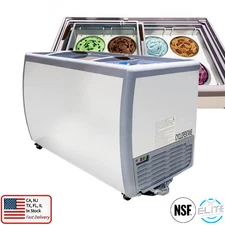 49" Commercial Gelato Chest Freezer Glass Door 8 Tubs Ice Cream Display NSF