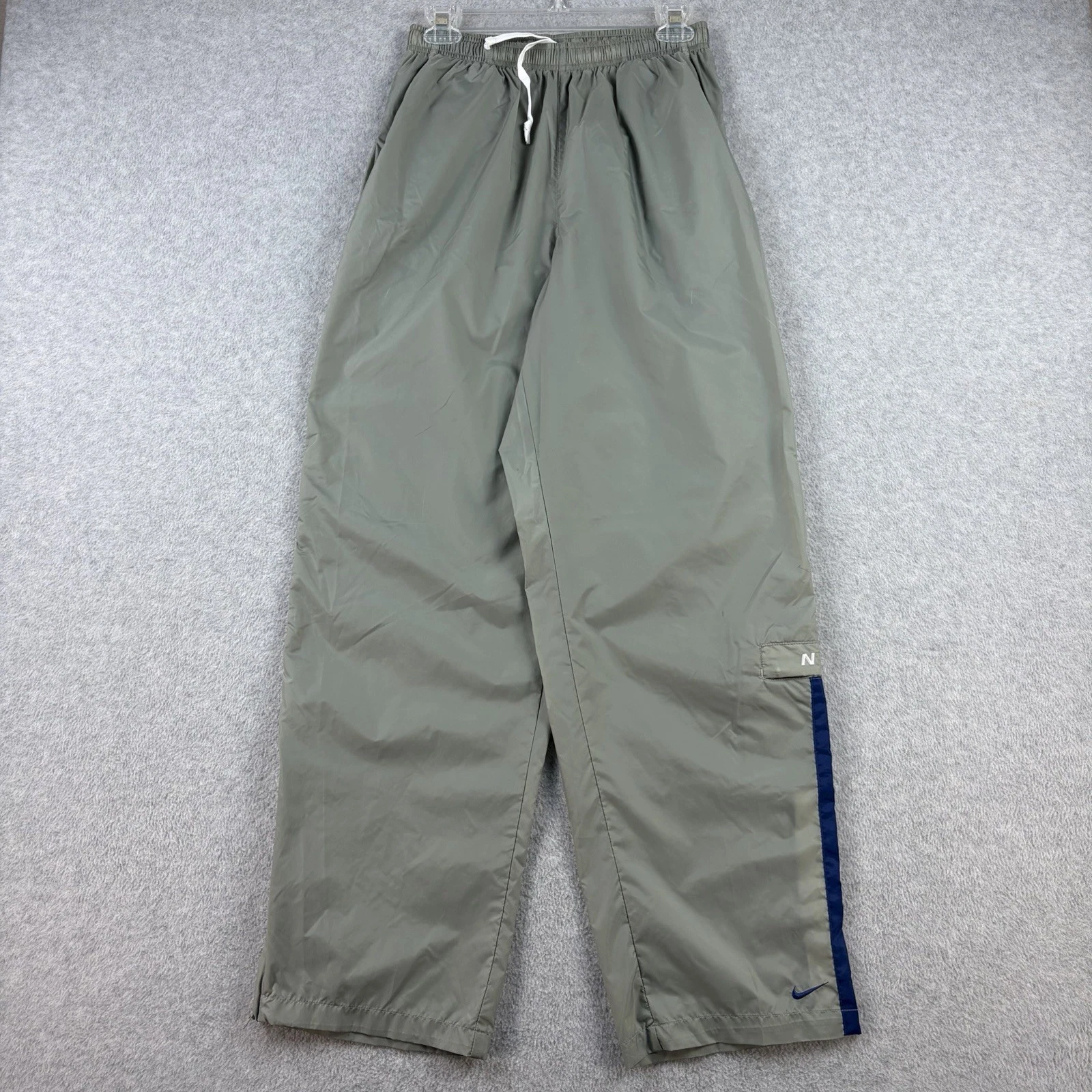 Vintage Nike Pants Mens Medium Gray Baggy Windbreaker Ankle Zips Leg Pocket 90s