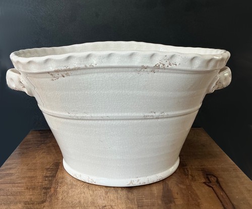 Williams Sonoma Exclusive White HUGE Planter Pot Italy Rustic Italian 2013