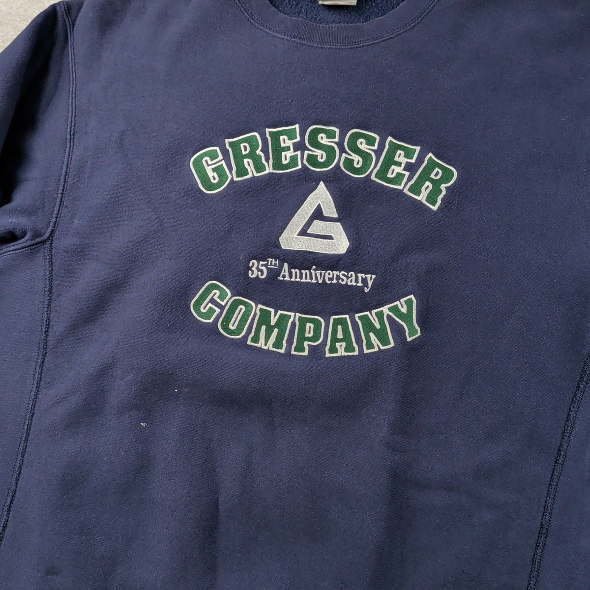 VTG Lee Sweatshirt Mens L Blue Crossgrain Weave Pullover Gresser Company Work View 2