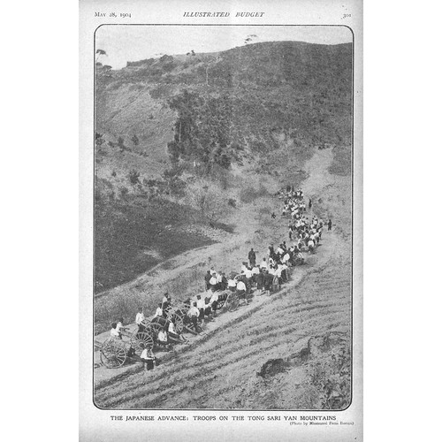 RUSSO-JAPANESE WAR Japanese on the Tong Sari Mountains - Antique Print 1904