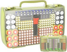 Battery Organizer Storage Case with Tester Holds 269 Batteries Double Side Green