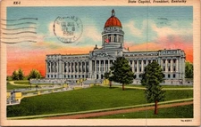 Vintage Frankfort Kentucky State Capitol Linen Postcard 1958