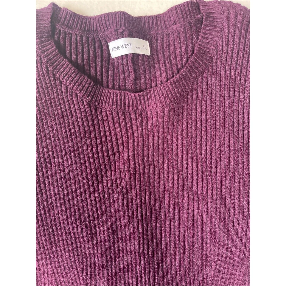 Nine West Burgundy Knit Sweater Dress Midi Size XL - Image 3 of 4