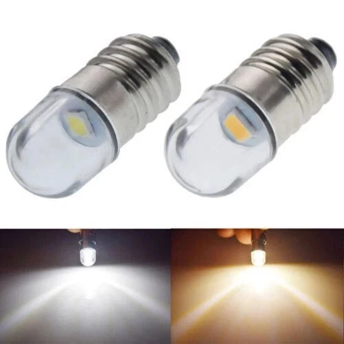 Warm/Weiß 3V/4.5V/6V/12V E10 Schraubsockel LED Taschenlampe Birne Positive Erde - Bild 1 von 1