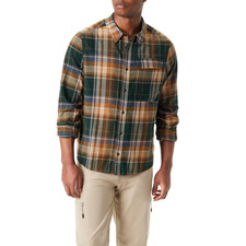 Bass Outdoor Mens Stretch Shirt S Rubber Plaid Green/Beige Button-Up NWT 6049