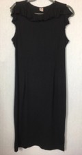 Peruvian Connection Maxi Dress Black Ruffle Neckline Pima Blend Jersey Size M