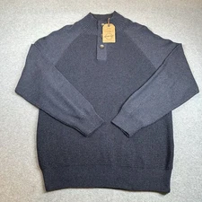 Weatherproof Vintage Sweater Mens XL Dark Denim Blue Henley Cotton Knit NWT