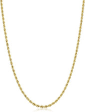 Solid 14K Yellow Gold Filled Rope Chain Necklace for Men and Women 2.1 Mm, 3.2