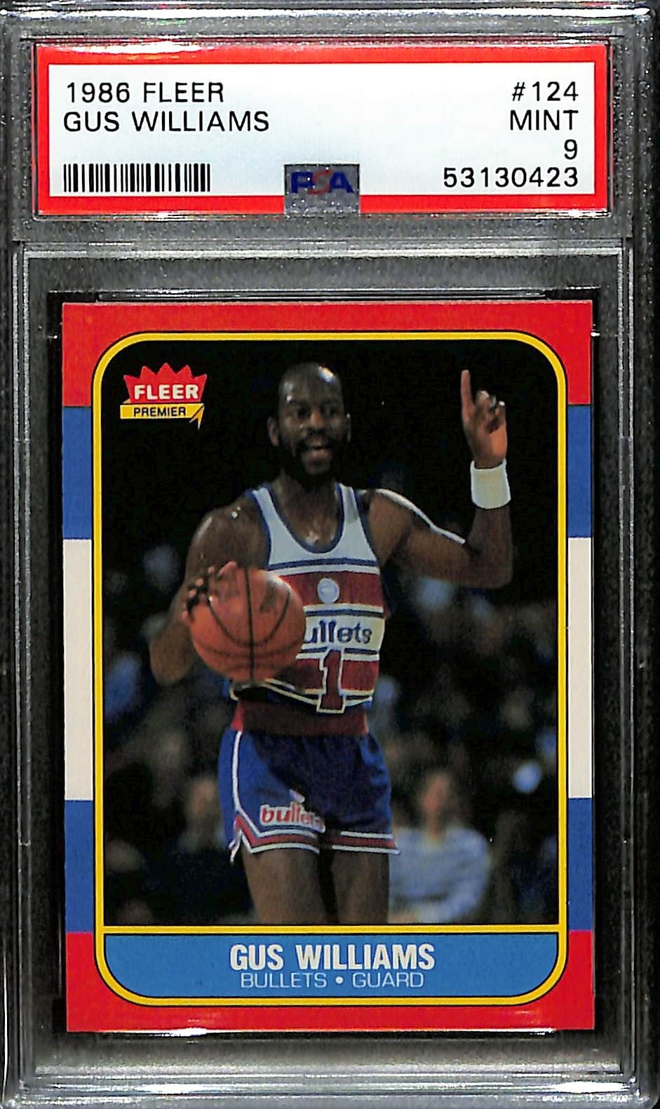 1986 Fleer Gus Williams Basketball Card #124 PSA 9 Mint