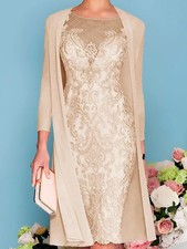 Mother of The Bride Dress for Wedding Knee Length Formal Evening Gowns Appliques