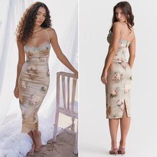 House of CB Venus Vintage Floral Midi Dress Size L New