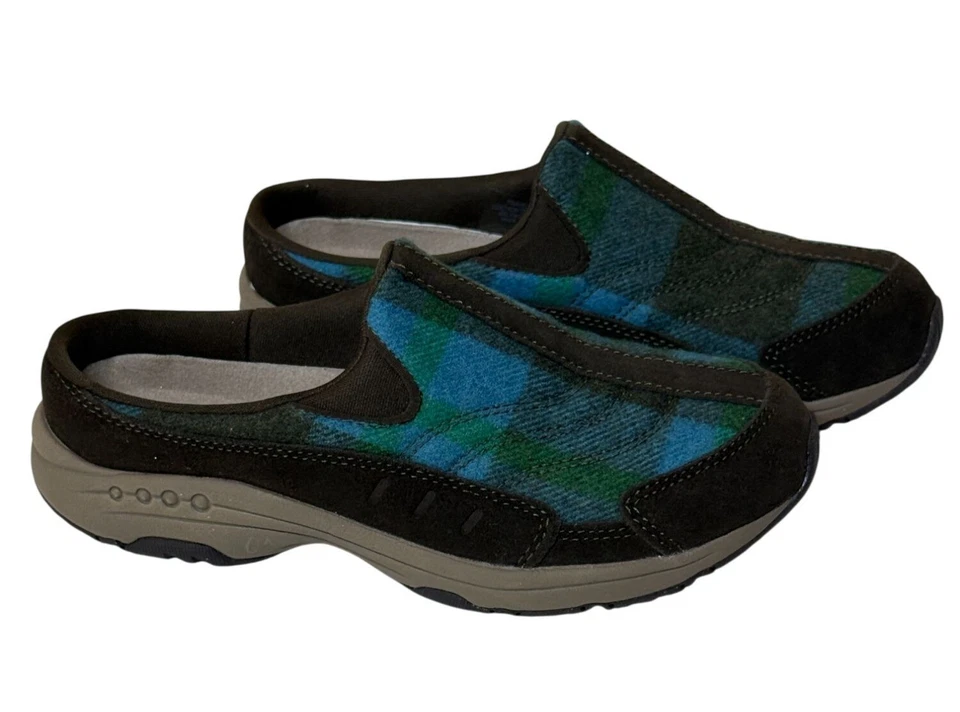 Повседневные удобные сабо Easy Spirit в клетку без шнуровки 6,5 м сине-зеленые - Изображение 4 из 4
