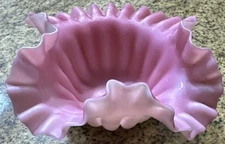 Satin Pink & White Milk Glass Glass Bowl See Description For Details