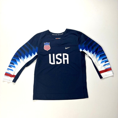 Team USA Nike Youth 2018 Olympic Hockey Jersey Navy Blue Sz L/XL