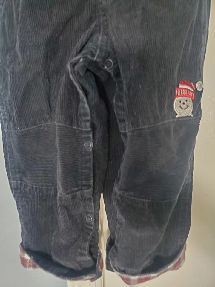 Vintage 90s Koala Kids Courdory Black Snowman Overalls 18-24 Month Preowned - Image 3 of 4