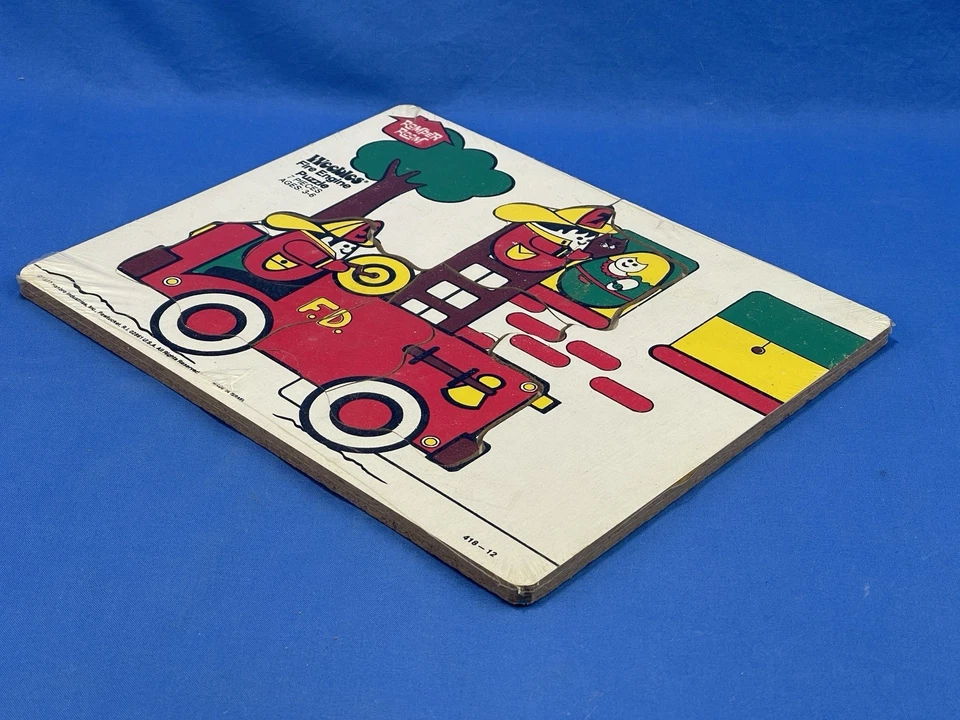 连体裤房间 - Weebles - 消防车板拼图 #418-12 - 1977 孩之宝 - 未拆封 — 第 3/4 张图片