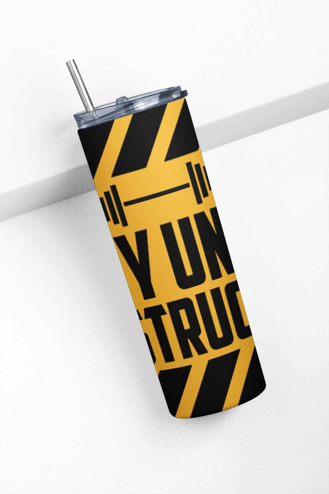 Stainless Steel Gym Motivation Body Under Construction Tumbler with Straw image 2