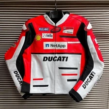 New Ducati Leather Motorcycle Race Jacket Men Rider Track Day Ce Protected