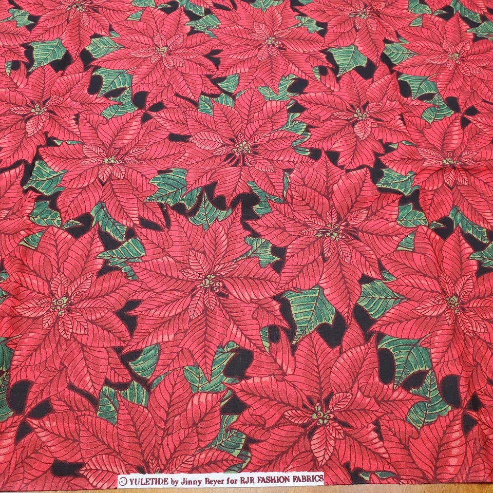 Jinny Beyer Yuletide Fabric Poinsettias Christmas 62 x 44 - Image 4 of 4