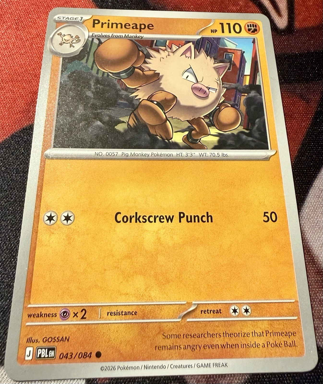 Pokémon TCG Primeape Common Card #043/084 ME05: Pitch Black