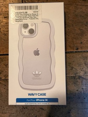 Adidas Originals iPhone 14 or 13 Shockproof Case Wavy White Transparent Trefoil