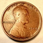 1909 Lincoln Cent Wheat Penny VG/F First Year Of Issue Free Shipping!
