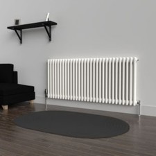 Traditional Horizontal Double Bar Column Radiator 600x1010mm White CLEARANCE