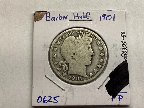 1901 Barber 90% Silver Half-Dollar Early Silver Half-Dollar US Coin 080325 50tq