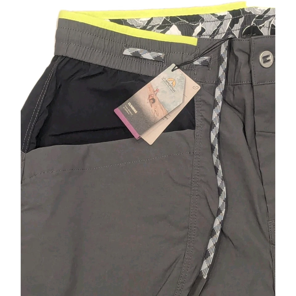 PANTALONES DE SENDERISMO DE ESCALADA LA SPORTIVA TALUS EE. UU. L/UE XL CARBONO/LIMA NUEVOS CON ETIQUETAS $109 Foto 3 de 4