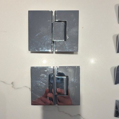 Geneva Polished Chrome Shower Door Hinges and Mounting Hardware Set